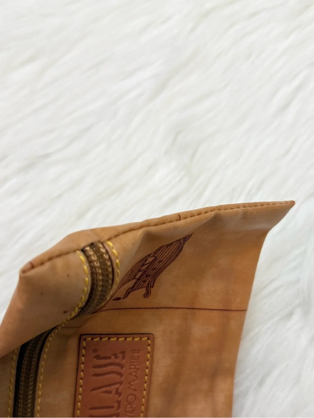 ALVIERO MARTINI - PRIMA CLASSE BROWN TAN NYLON ZIP POUCH TOILETRY BAG